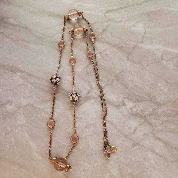 J. Crew Jewelry - 🎀 J.Crew Pink Rhinestones Crystal Beads Beaded Ball Station Sweater Necklace 🎀